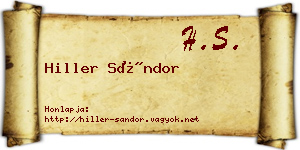 Hiller Sándor névjegykártya